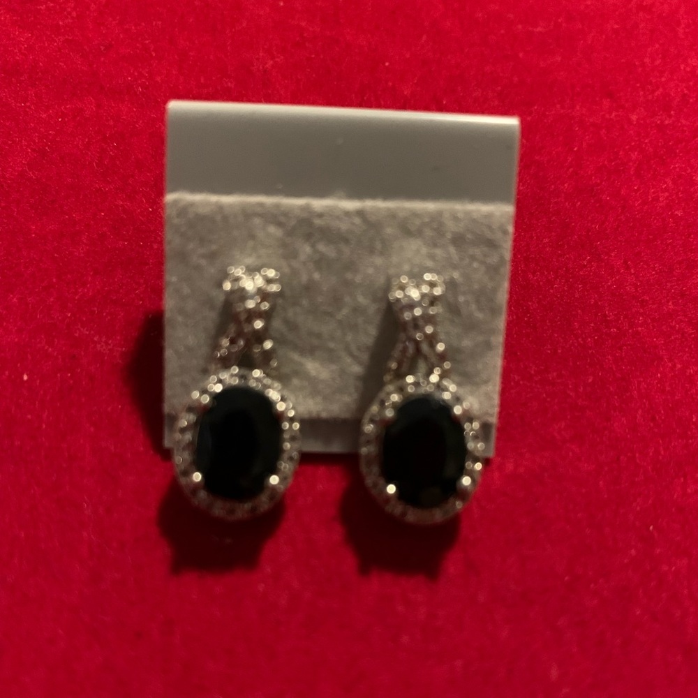 **HOST PICK** Genuine Black Sapphire & White Topaz Earrings.